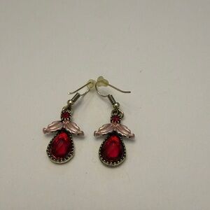 Elegant Red and Pink Teardrop Earrings